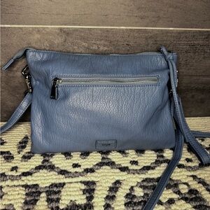 CO-LAB Denim Blue Pebbled Leather Crossbody